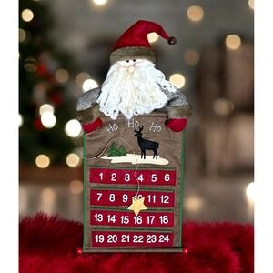 Christmas Countdown Advent Calendar Santa w/pockets Moving Snowflake Deer